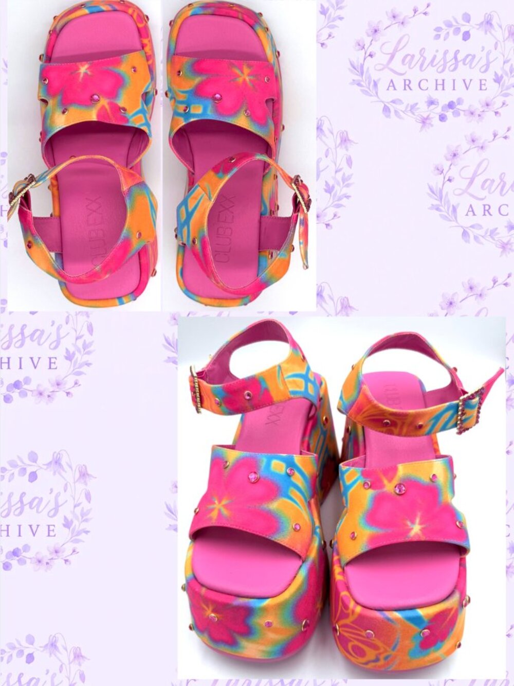 Club Exx by Dolls Kill | "Island Time" Neon Platform Sandals | Size 7 - Picture 8 of 16